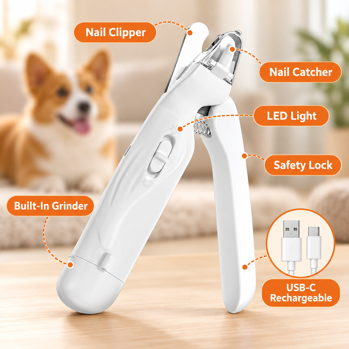 2 In 1 Dog Nail Clippers (Grinder And Clippers)